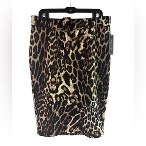 NWT NYCC New York Clothing Company Neoprene Animal Print Pencil Skirt  w/Belt L